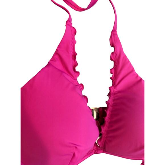 NWT $85 Victorias Secret Sz M 36D Berry Blush Lettuce Trim Cheeky Ruched Bikini - Picture 5 of 9